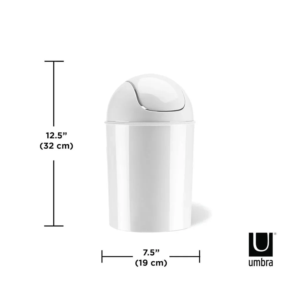 Mini Trash Can 1.25 Gallon White Swing Lid Small Waste Bin for Bathroom Kitchen